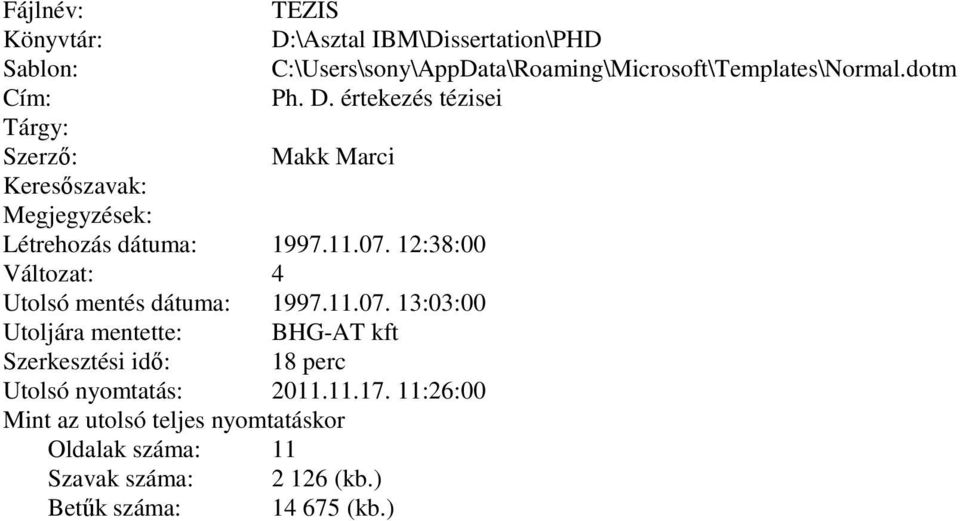 12:38:00 Változat: 4 Utolsó mentés dátuma: 1997.11.07.