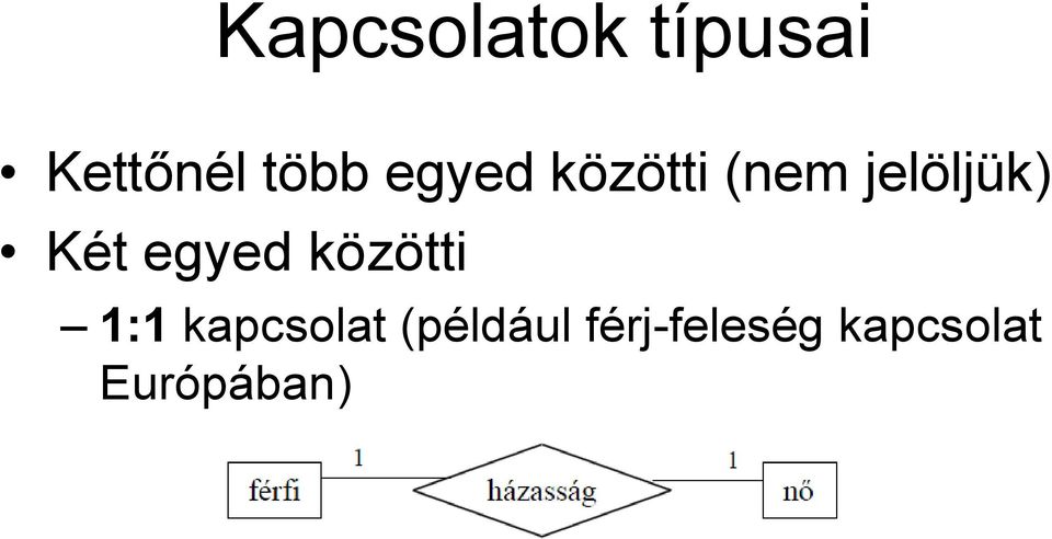 egyed közötti 1:1 kapcsolat