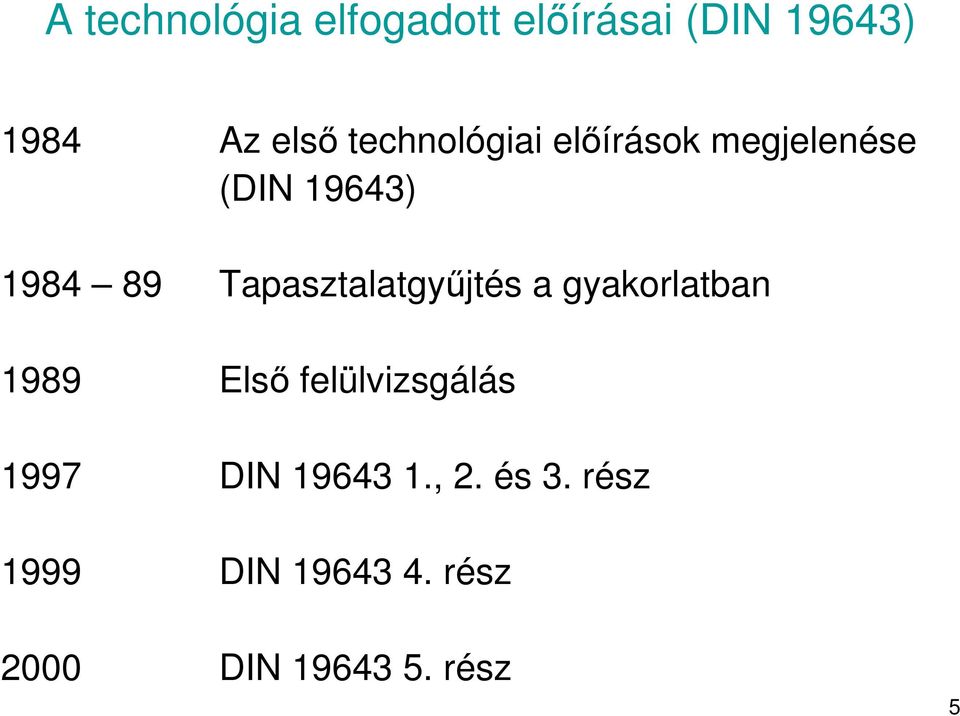 Tapasztalatgyjtés a gyakorlatban 1989 Els felülvizsgálás 1997