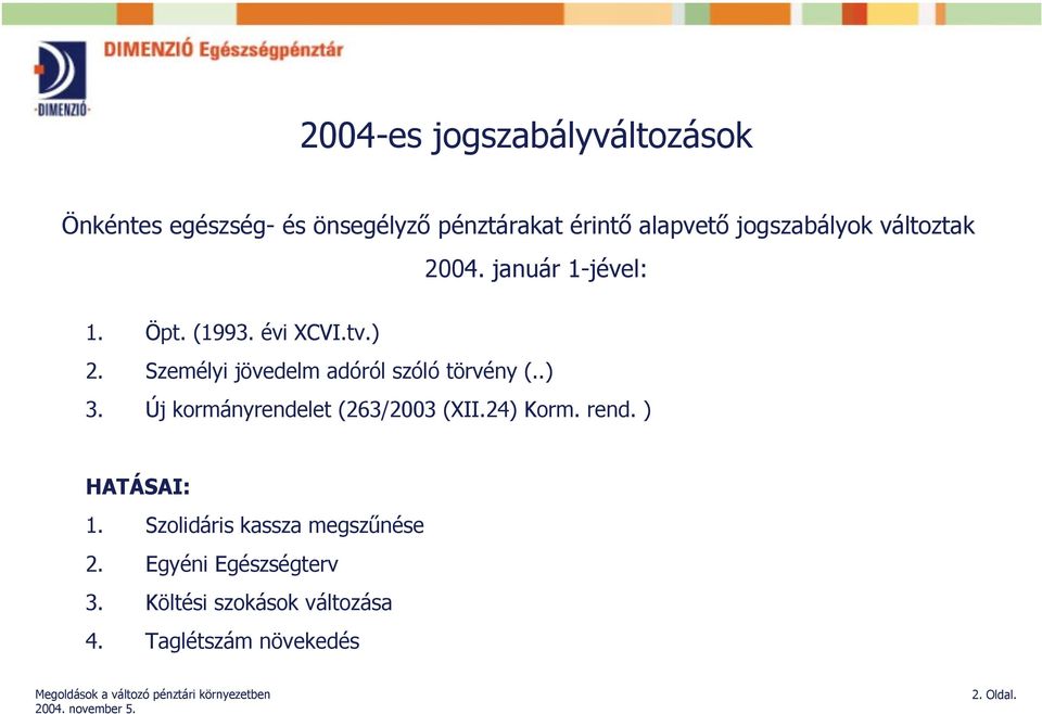 Személyi jövedelm adóról szóló törvény (..) 3. Új kormányrendelet (263/2003 (XII.24) Korm. rend.