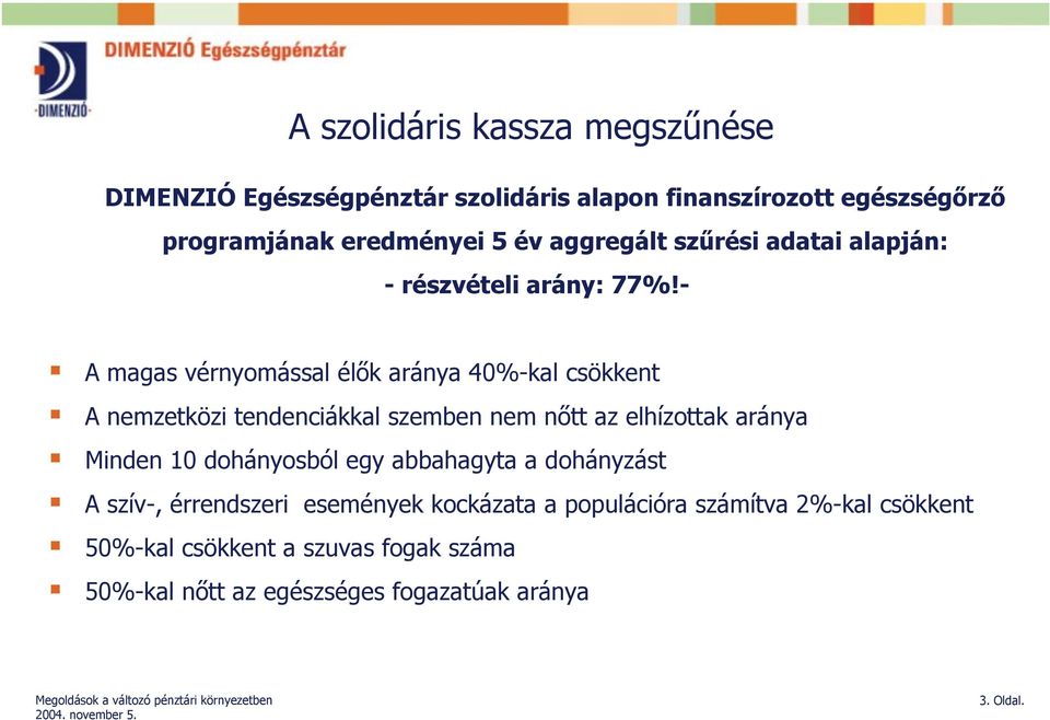 A nemzetközi tendenciákkal szemben nem nőtt az elhízottak aránya! Minden 10 dohányosból egy abbahagyta a dohányzást!