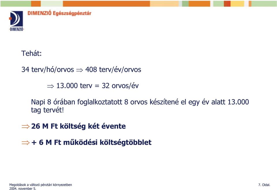 orvos készítené el egy év alatt 13.000 tag tervét!