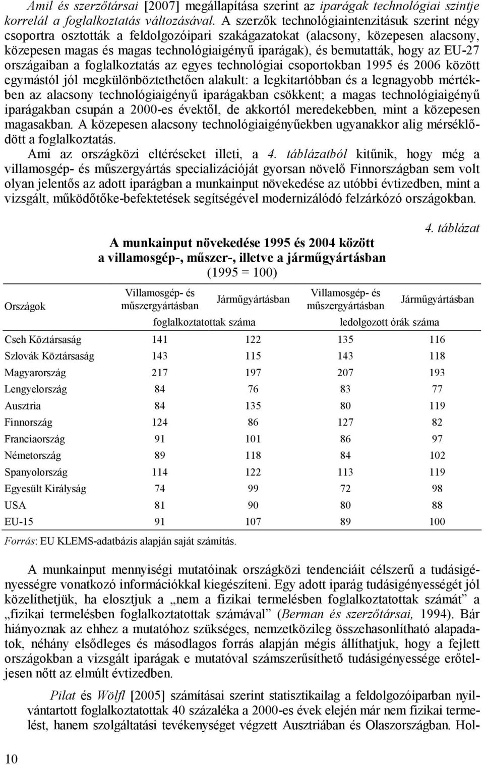 hogy az EU-27 országaiban a foglalkoztatás az egyes technológiai csoportokban 1995 és 2006 között egymástól jól megkülönböztethetıen alakult: a legkitartóbban és a legnagyobb mértékben az alacsony