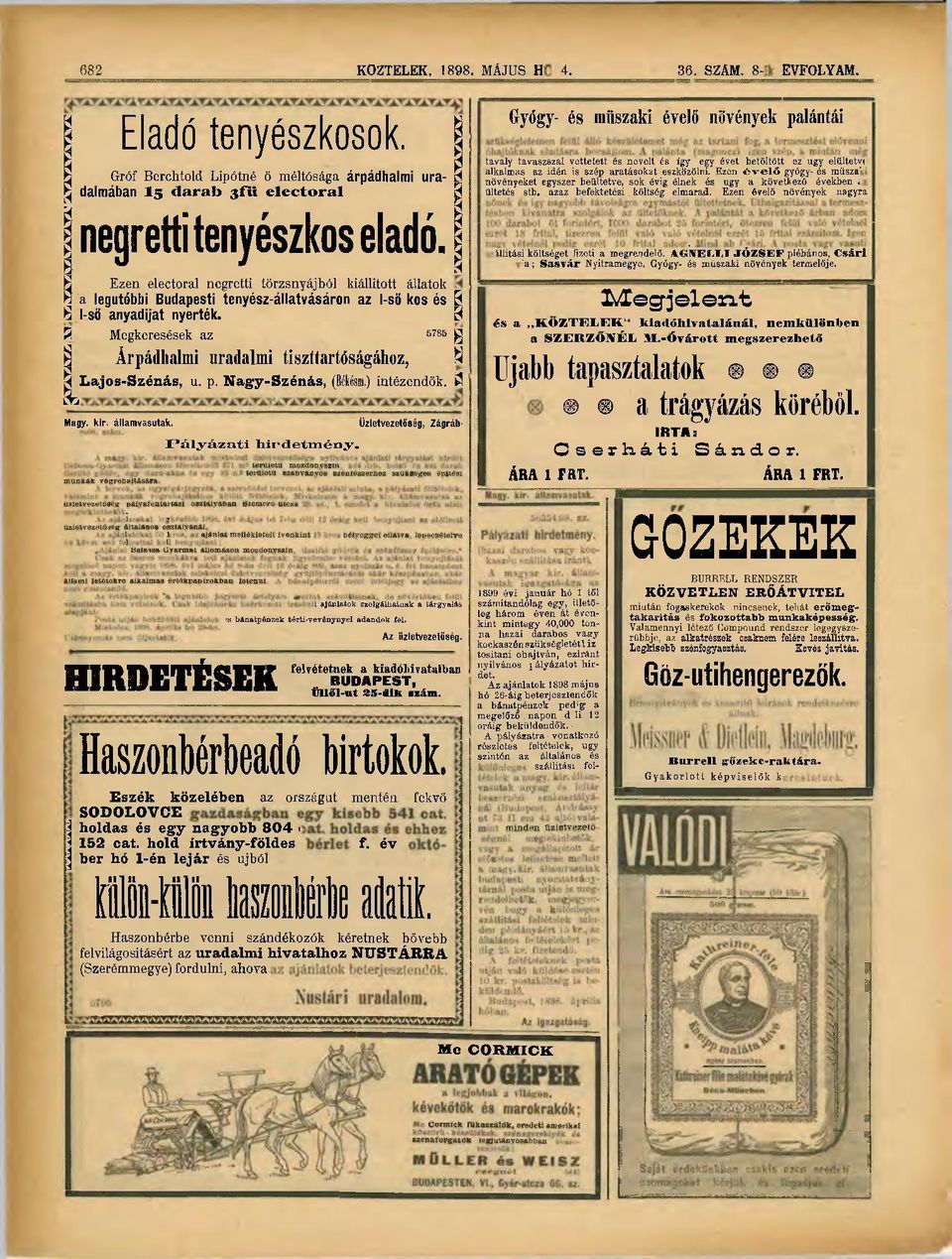 é 5785 fi Megkeresések az g fe- Árpádlialmi uradalmi tiszttartóságához, h Lajos-Szénás, u. p. Nagy-Szénás, (Békésm.) intézendök. H LMagy. kir. államvasutak.