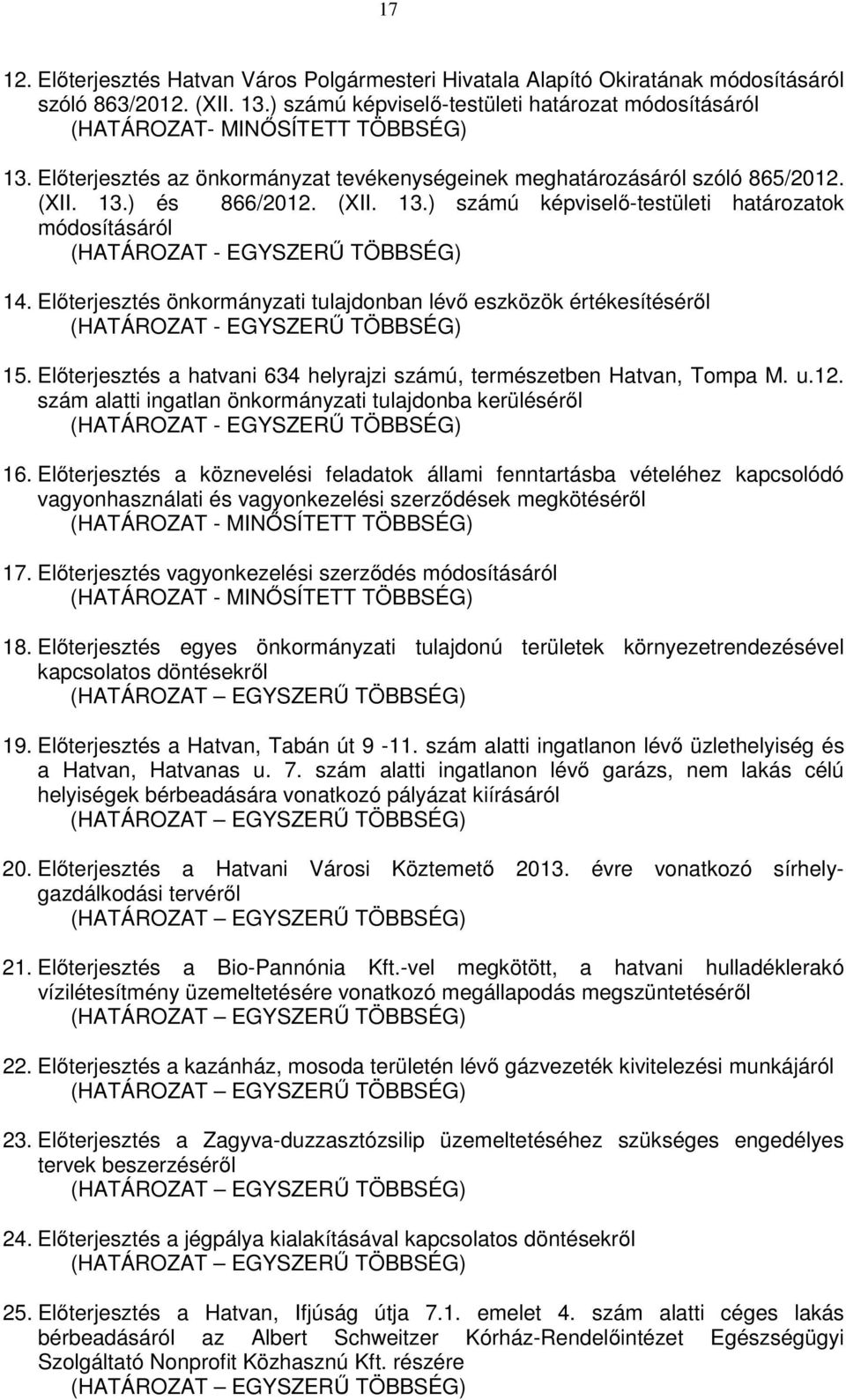 Előterjesztés önkormányzati tulajdonban lévő eszközök értékesítéséről (HATÁROZAT - EGYSZERŰ TÖBBSÉG) 15. Előterjesztés a hatvani 634 helyrajzi számú, természetben Hatvan, Tompa M. u.12.