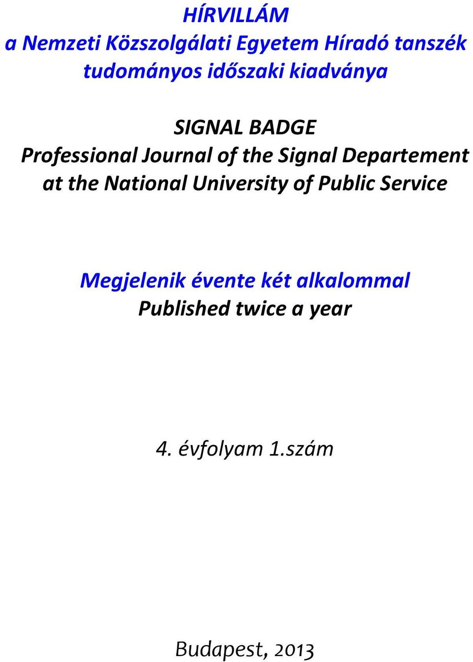 Departement at the National University of Public Service Megjelenik