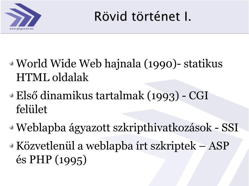 Első dinamikus tartalmak (1993) - CGI felület Weblapba
