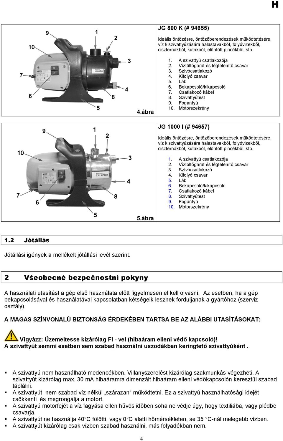 Motorszekrény JG 1000 I (# 94657) Ideális öntözésre, öntözőberendezések működtetésére, víz kiszivattyúzására halastavakból, folyóvizekből, ciszternákból, kutakból, elöntött pincékből, stb. 1.  Motorszekrény 5.