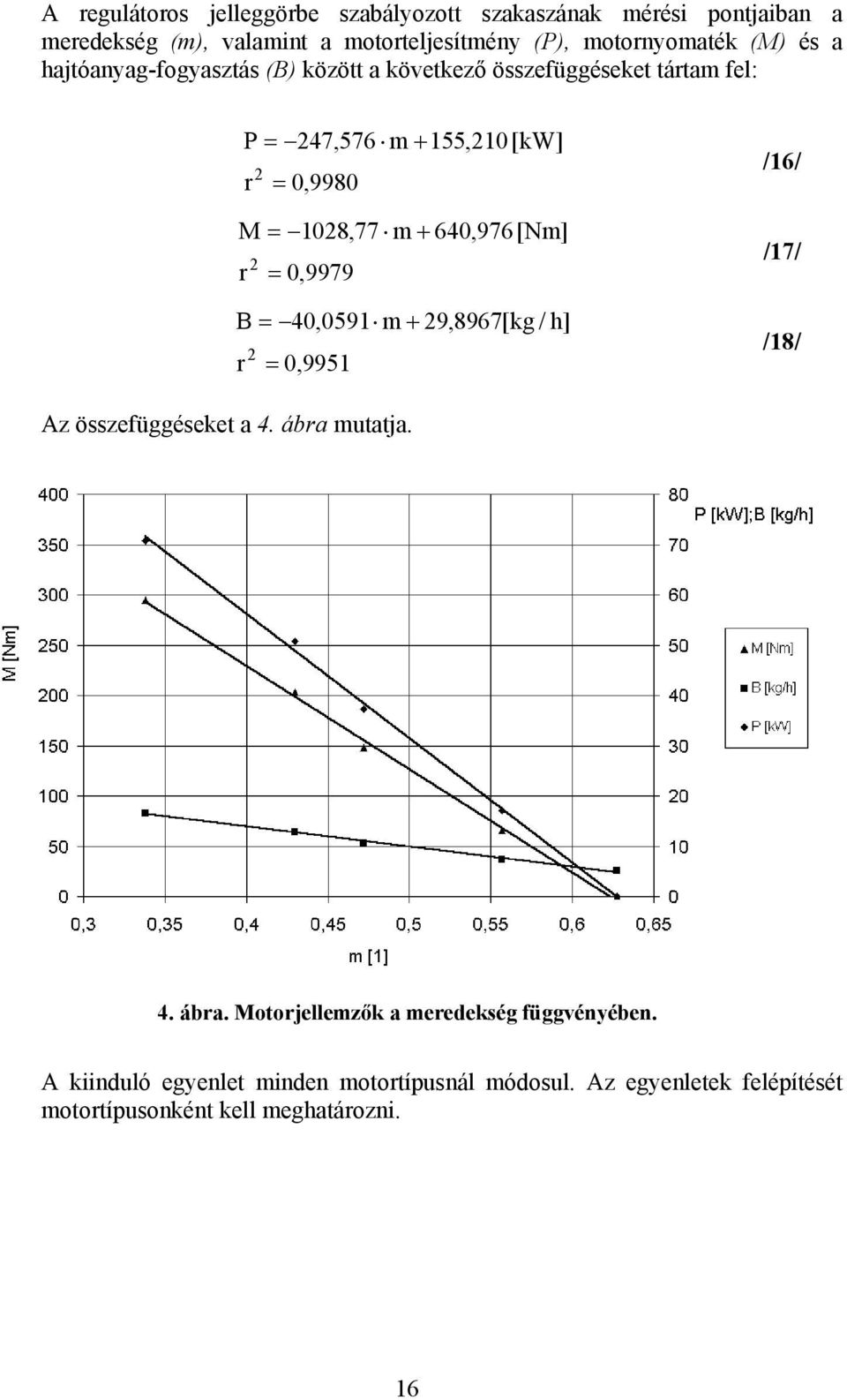 640,976[Nm] = 0,9979 B = 40,0591 m + 9,8967[kg / h] = 0,9951 /16/ /17/ /18/ Az összefüggéseket a 4. ába 