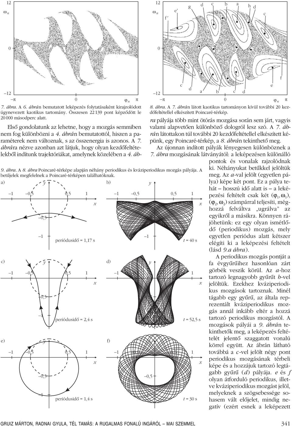 a) y b) y c) e),5,5 1,5,5,5 1 y,5 periódusidõ = 2,4 s,5,5 1 y,5 periódusidõ = 1,17 s periódusidõ = 1,4 s d) f) c d a b p 8. ábra. A 7.