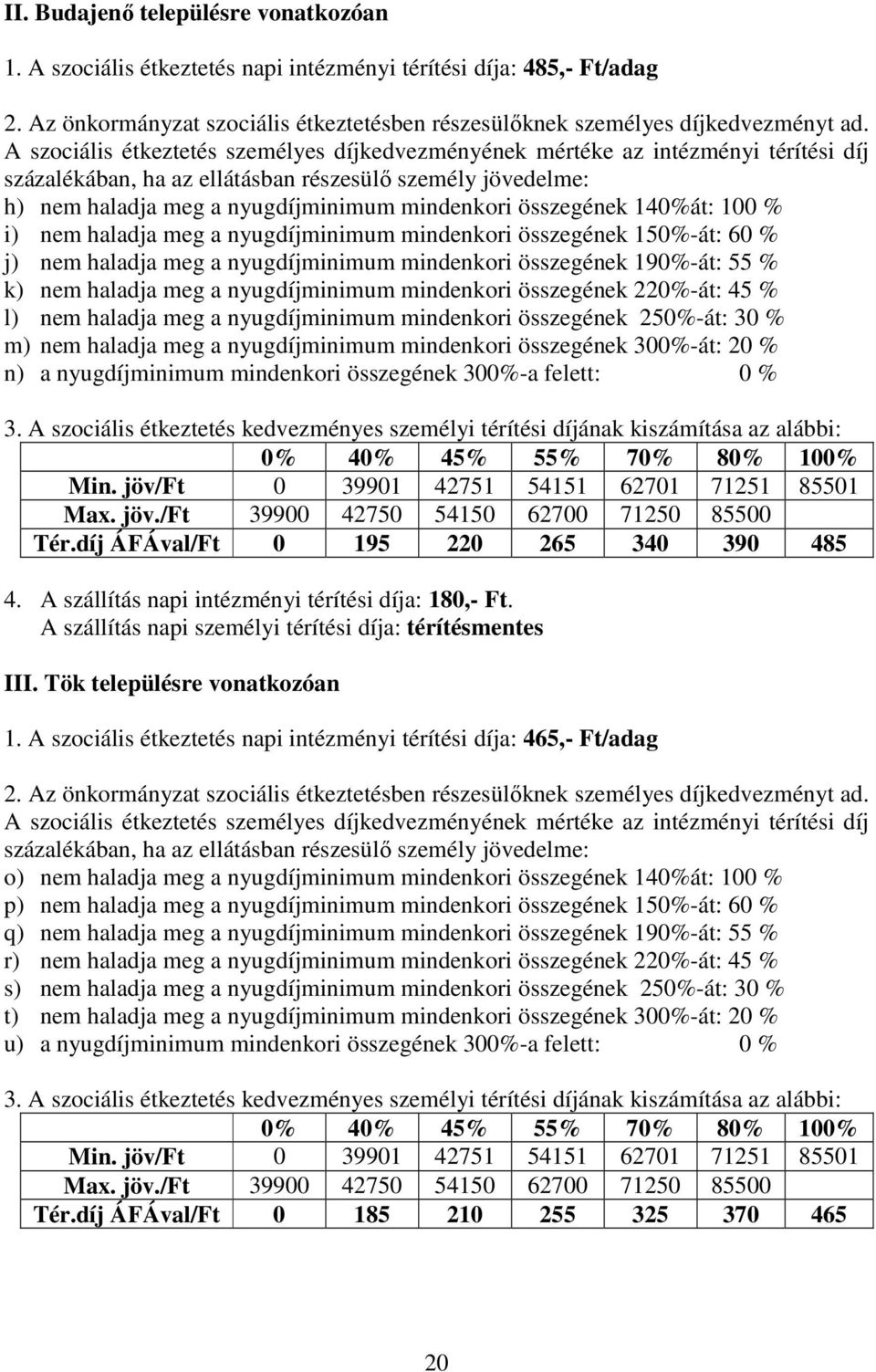 összegének 140%át: 100 % i) nem haladja meg a nyugdíjminimum mindenkori összegének 150%-át: 60 % j) nem haladja meg a nyugdíjminimum mindenkori összegének 190%-át: 55 % k) nem haladja meg a