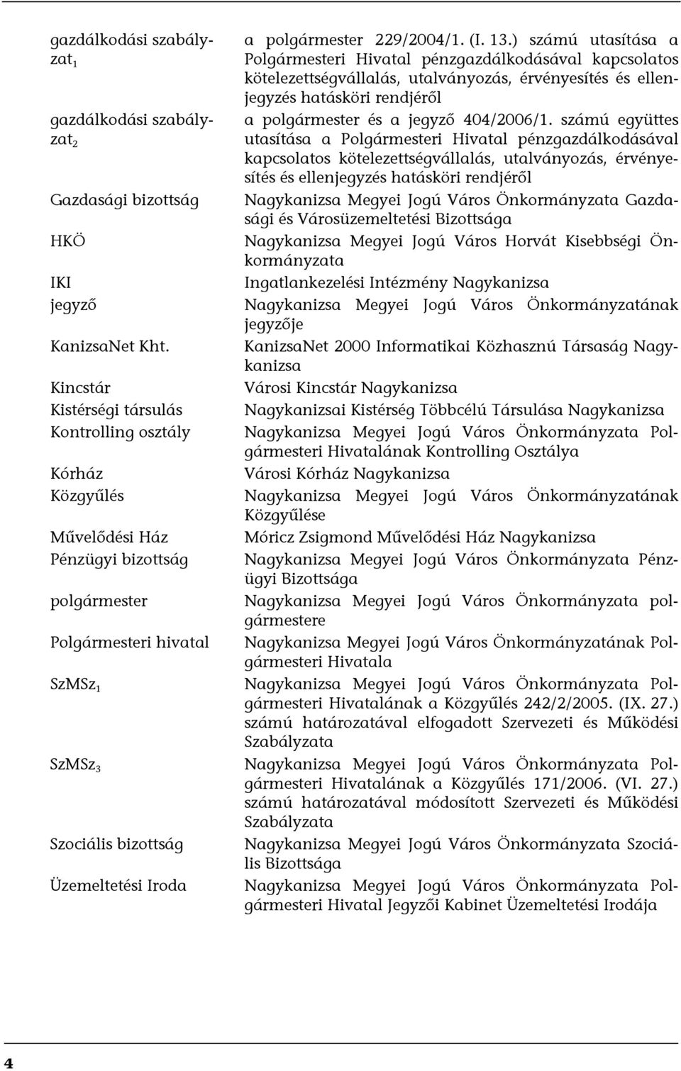 polgármester 229/2004/1. (I. 13.