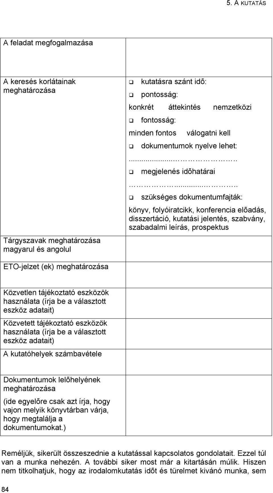 .... szükséges dokumentumfajták: könyv, folyóiratcikk, konferencia elõadás, disszertáció, kutatási jelentés, szabvány, szabadalmi leírás, prospektus ETO-jelzet (ek) meghatározása Közvetlen