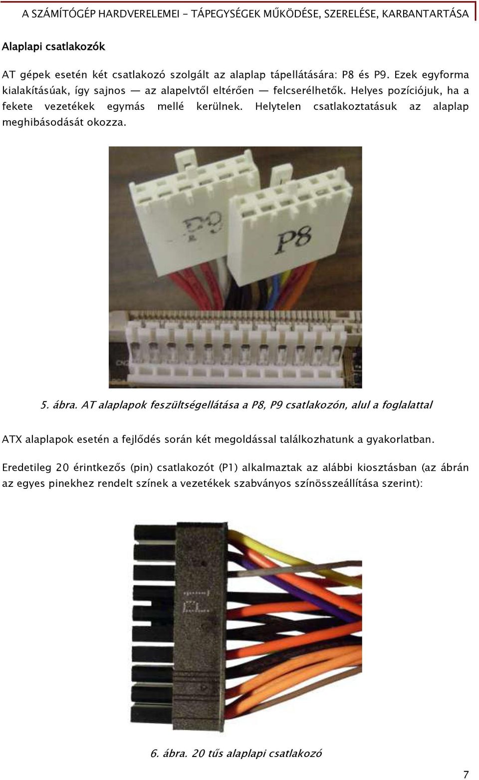 Helytelen csatlakoztatásuk az alaplap meőhibásodását okozza. 5. ábra.