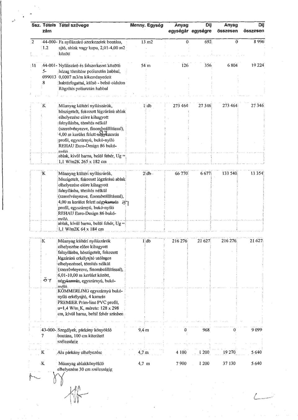 habtérfogattal, külső - belső oldalon Rögzítés poliuretán habbal K Műanyag kültéri nyílászárók, hdb ' 273 464 27 346; 273 464; 27 346 hőszigetelt, fokozott légzárású ablak elhelyezése előre kihagyott