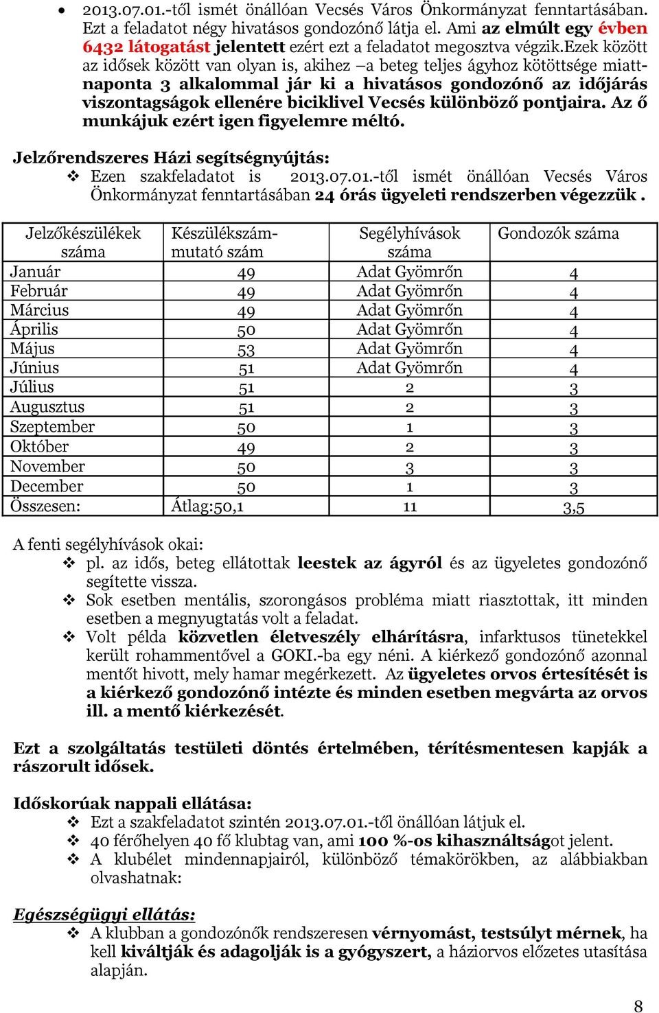 ezek között az idősek között van olyan is, akihez a beteg teljes ágyhoz kötöttsége miattnaponta 3 alkalommal jár ki a hivatásos gondozónő az időjárás viszontagságok ellenére biciklivel Vecsés