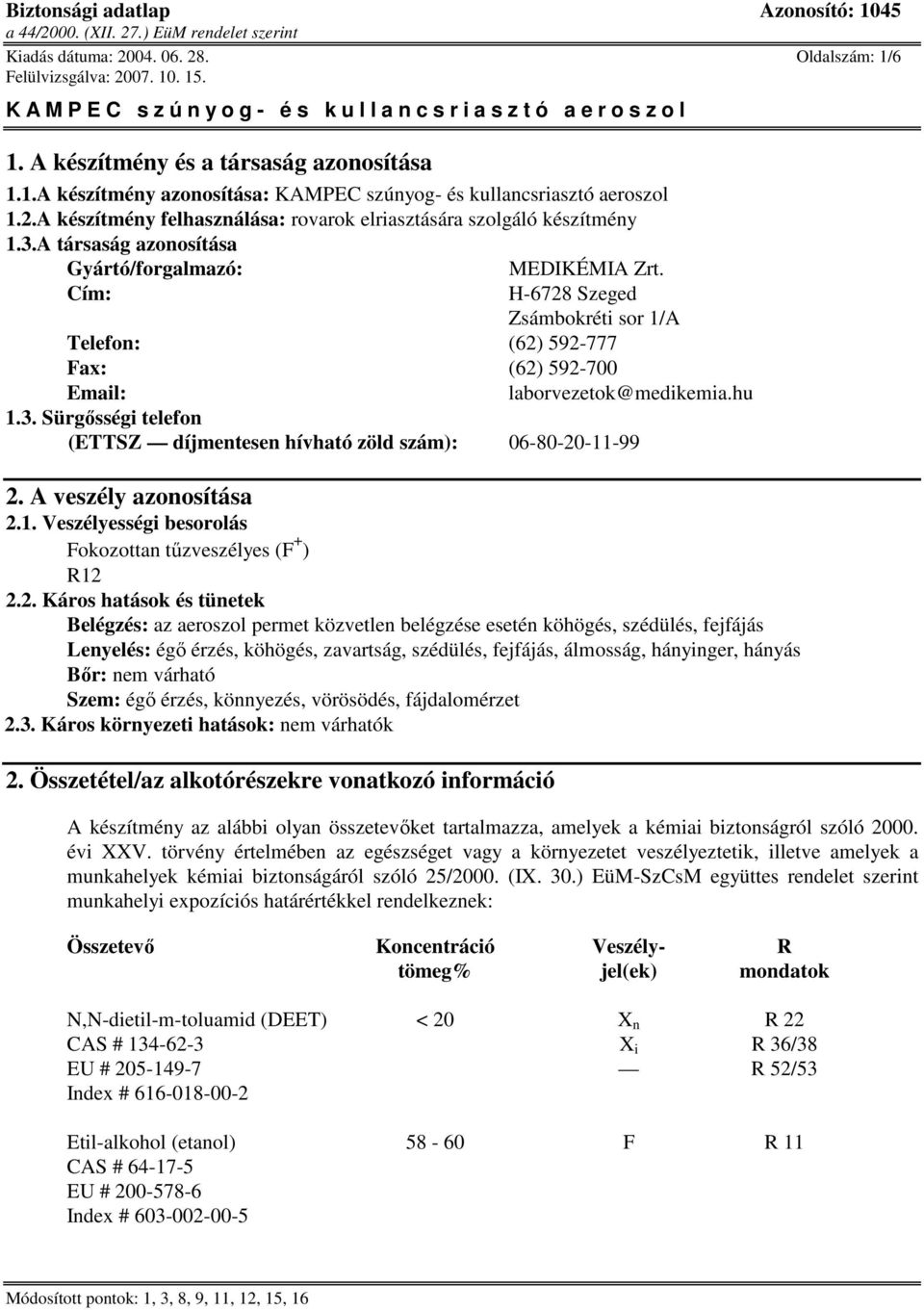 A veszély azonosítása 2.