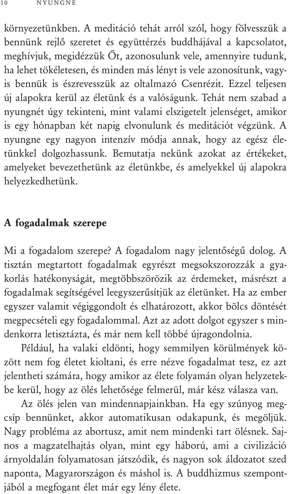 minden más lényt is vele azonosítunk, vagyis bennük is észrevesszük az oltalmazó Csenrézit. Ezzel teljesen új alapokra kerül az életünk és a valóságunk.