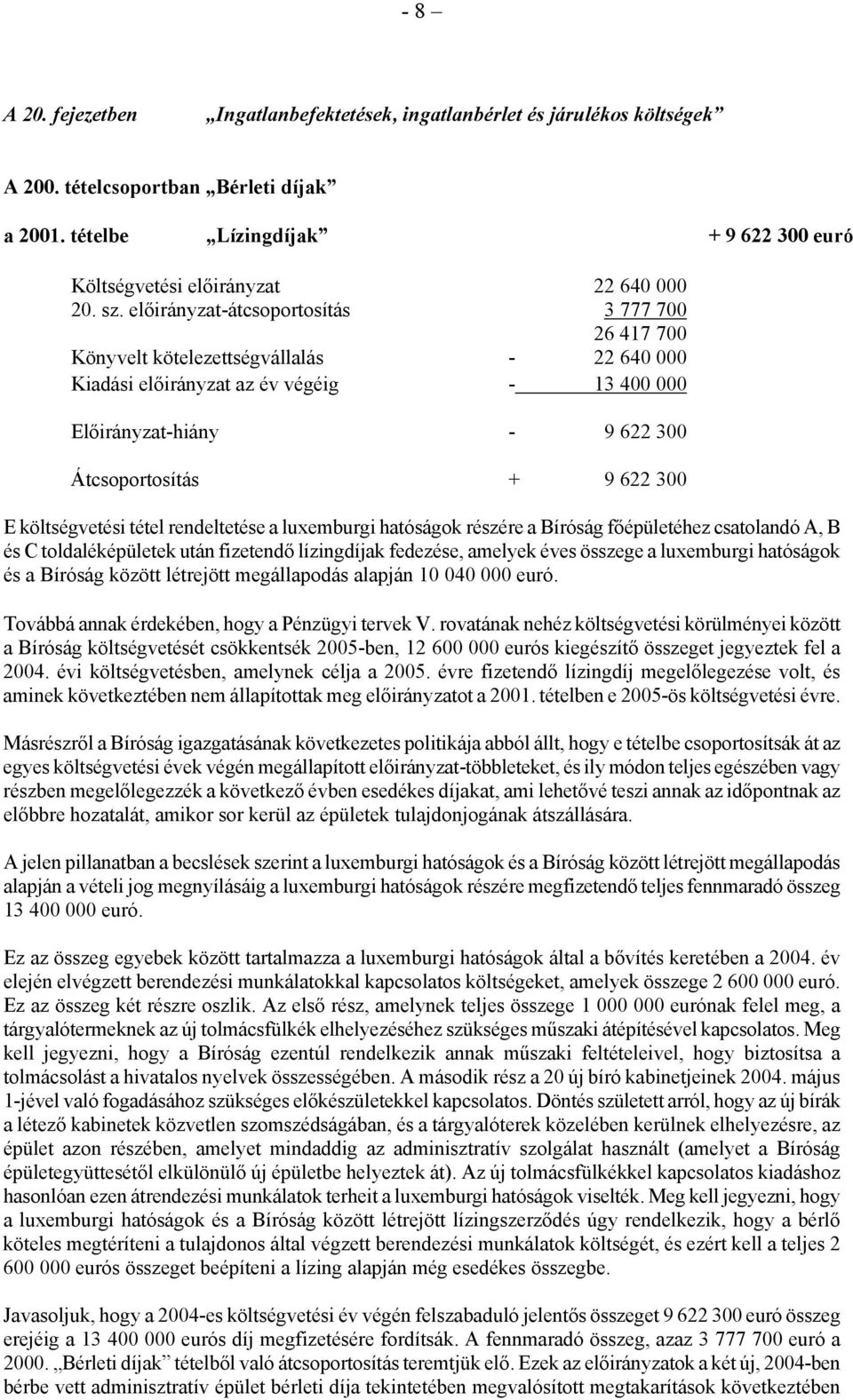 előirányzat-átcsoportosítás 3 777 700 26 417 700 Könyvelt kötelezettségvállalás - 22 640 000 Kiadási előirányzat az év végéig - 13 400 000 Előirányzat-hiány - 9 622 300 Átcsoportosítás + 9 622 300 E