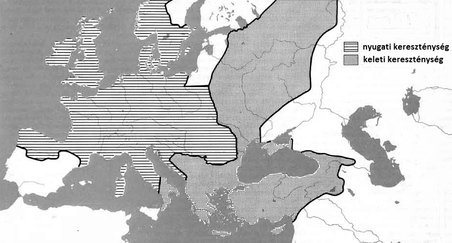 22. A feladat a nyugati és a keleti kereszténységhez kapcsolódik. (E/4) Válaszoljon a kérdésekre a források és ismeretei segítségével! Európa térképe a XI.