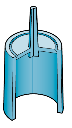 Fröccsöntés gát 52 esernyő beömlő küllő gát Typical filter-bowl gate avoids knitlines and provides even flow around the