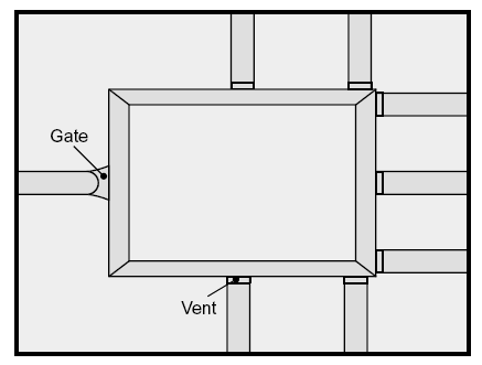 Szerszámok levegőztetése 69 3.5-8.0 mm 1 mm Typical Vent Depth D Range 0.02 0.05 mm (Amorphous Resins) 0.01 0.