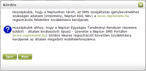 SMS szolgáltatás saját weblapjára lépni.