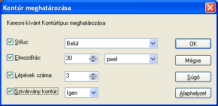 RAJZELEMEK TULAJDONSÁGAI 25 1-17. ábra Példaként az 1-18. ábrán a kontúr keresendő tulajdonságainak beállítására szolgáló párbeszédpanelt mutatjuk be.