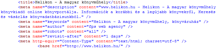 Alapvető SEO hiányosságok Mire figyeljünk: Üres vs. Kitöltött adatok a forráskódban http://port.hu/pls/ci/cinema.list_days?i_days=1&i_hour=2&i_city_id=3372& i_county_id=1 http://www.mediapiac.