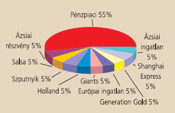 A Diverzifikáció fontossága a kockázatporlasztás lehetısége Diverzifikált mintaportfóliók eurós illetve forintos befektetésekhez. Eurós: 1.