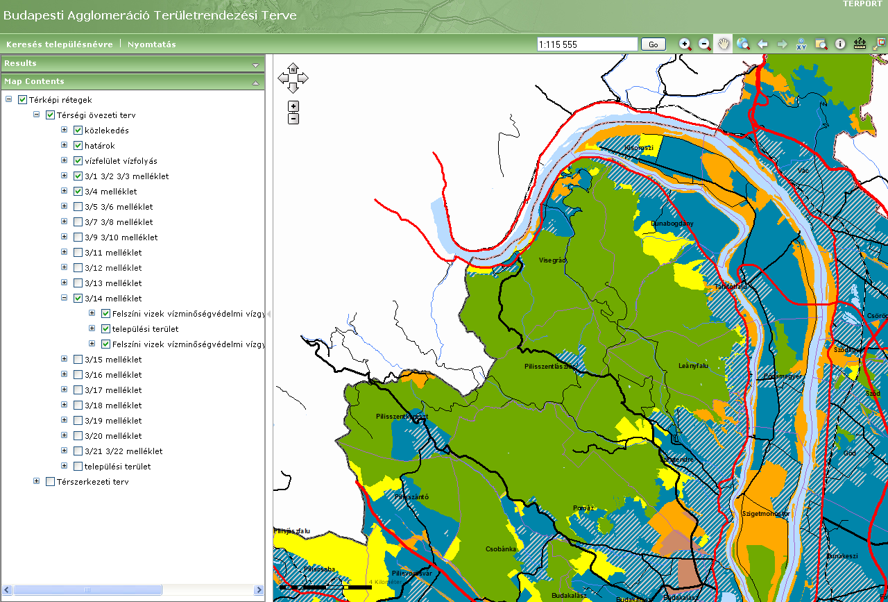 MIRE?-4 TERVDOKUMENTUMOK - A Budapesti Agglomeráció Területrendezési Tervében szereplő térségi övezetek térképi