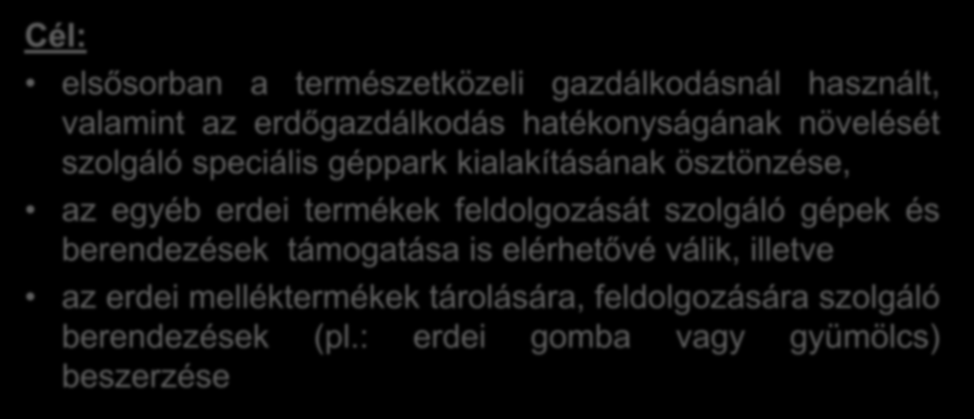 Erdészeti technológiákra, valamint erdei termékek feldolgozására, mobilizálására és piaci értékesítésére irányuló beruházások 2.