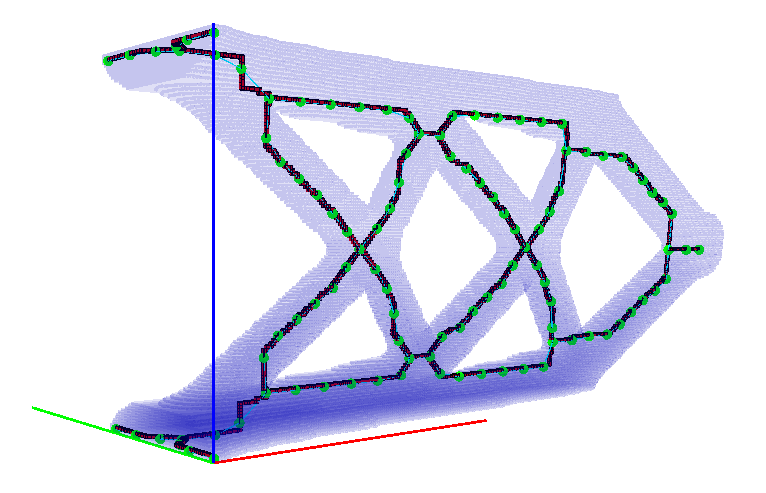26. ábra/b RTD (Refined Topology Design) ( eltérő optimálási eljárás közbenső eredmény) 200x40x80 felbontás Szűrő szekvencia: J B S M {I } D M {L }S M {I } 27.