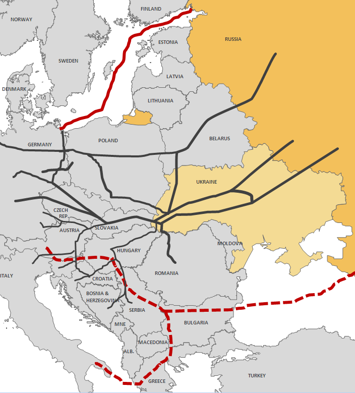 A Török áramlat csak az EU szabályainak betartása esetén javítja a régió helyzetét 55 NEL 20 26 OPA L 35 GAZELLE 30 44/7 58/7 38/3 38 6 107 20 YAMAL 63 DÉLI ÁRAMLAT 2011-ig az orosz export 80%-a