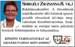 2006/III. szám EGYÉNI KÉPVISELÕJELÖLT E K 15 A 8. VÁLASZTÓKERÜLET JELÖLTJEI Mint feleség és édesanya szem előtt tartja, hogy a férje és gyermeke egy élhetőbb Erzsébetvárosban lakjanak.