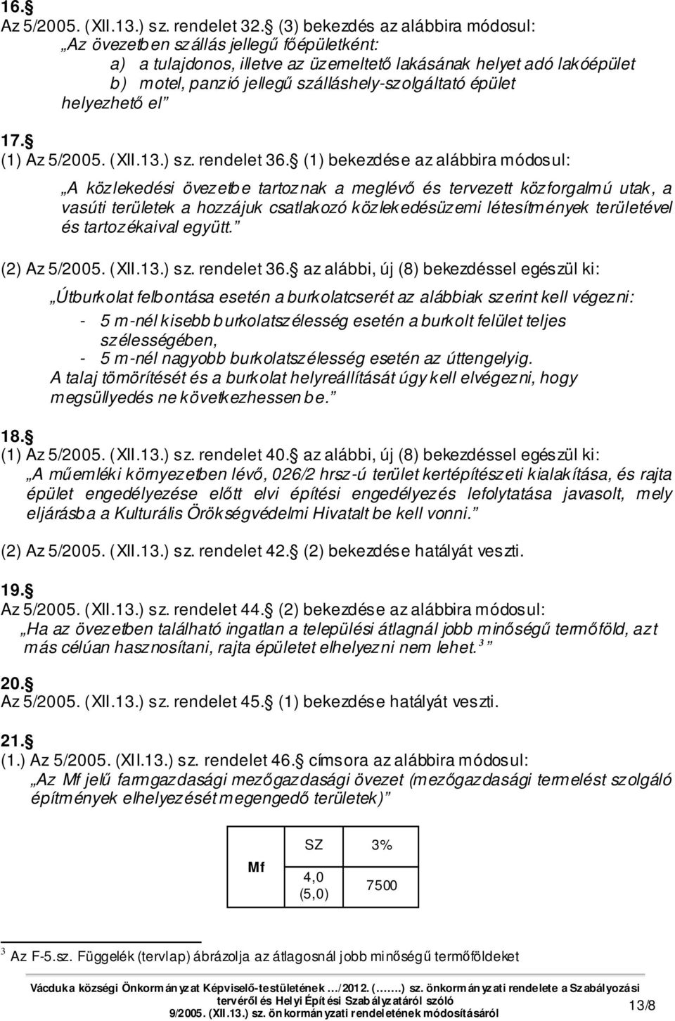 épület helyezhető el 17. (1) Az 5/2005. (XII.13.) sz. rendelet 36.