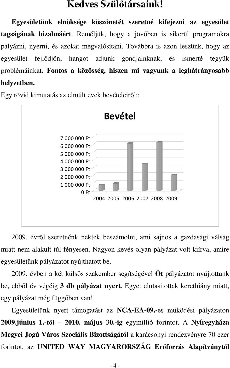 Továbbra is azon leszünk, hogy az egyesület fejlıdjön, hangot adjunk gondjainknak, és ismerté tegyük problémáinkat. Fontos a közösség, hiszen mi vagyunk a leghátrányosabb helyzetben.