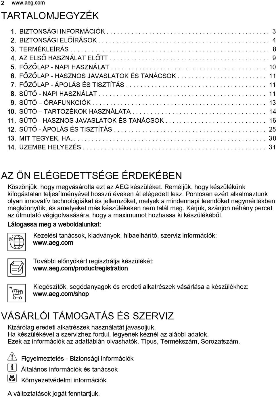 FŐZŐLAP - ÁPOLÁS ÉS TISZTÍTÁS....................................... 11 8. SÜTŐ - NAPI HASZNÁLAT............................................... 11 9. SÜTŐ ÓRAFUNKCIÓK................................................. 13 10.