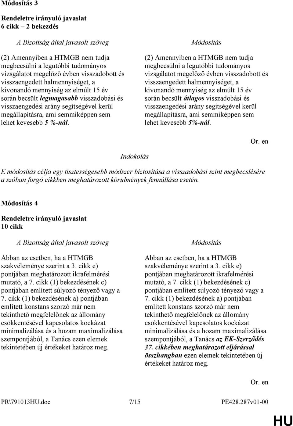 (2) Amennyiben a HTMGB nem tudja megbecsülni a legutóbbi tudományos vizsgálatot megelőző évben visszadobott és visszaengedett halmennyiséget, a kivonandó mennyiség az elmúlt 15 év során becsült