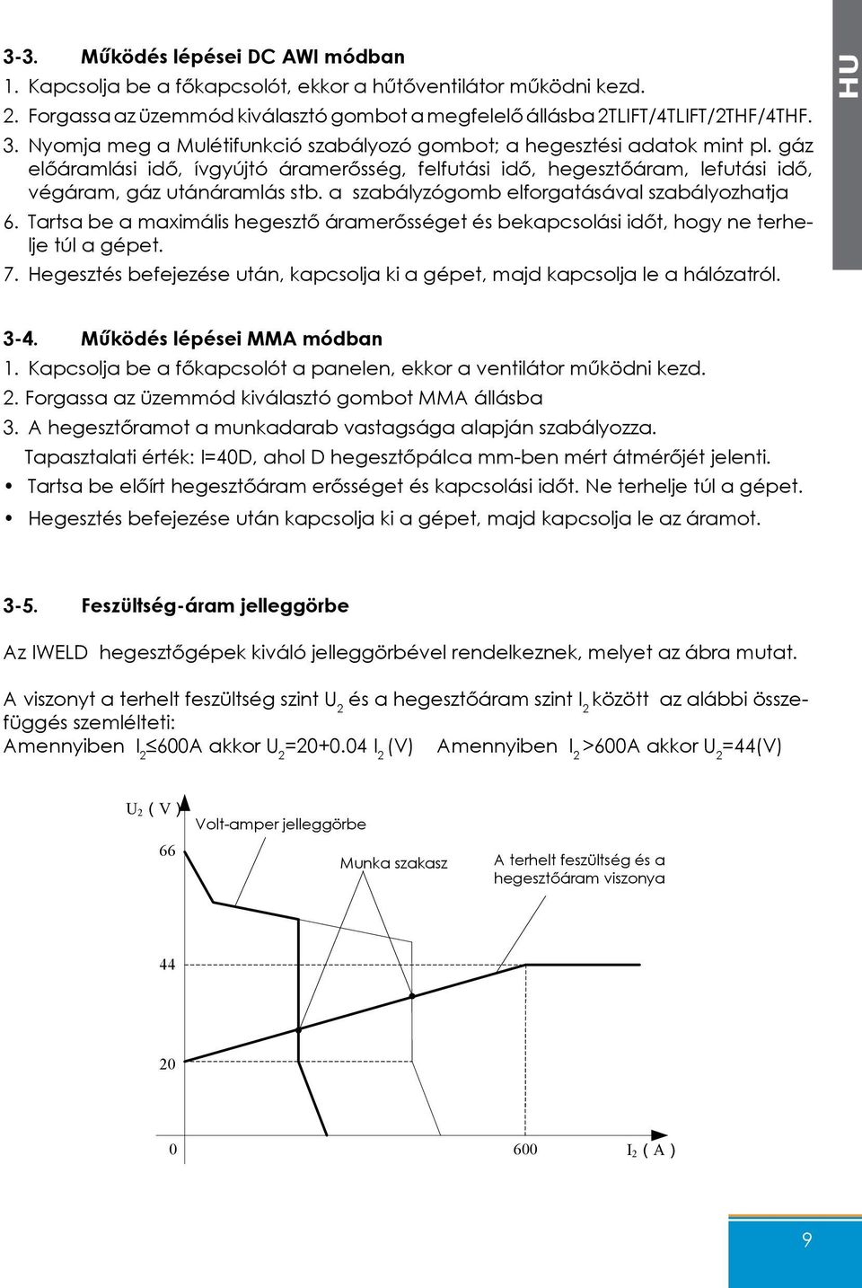 a szabályzógomb elforgatásával szabályozhatja 6. Tartsa be a maximális hegesztő áramerősséget és bekapcsolási időt, hogy ne terhelje túl a gépet. 7.