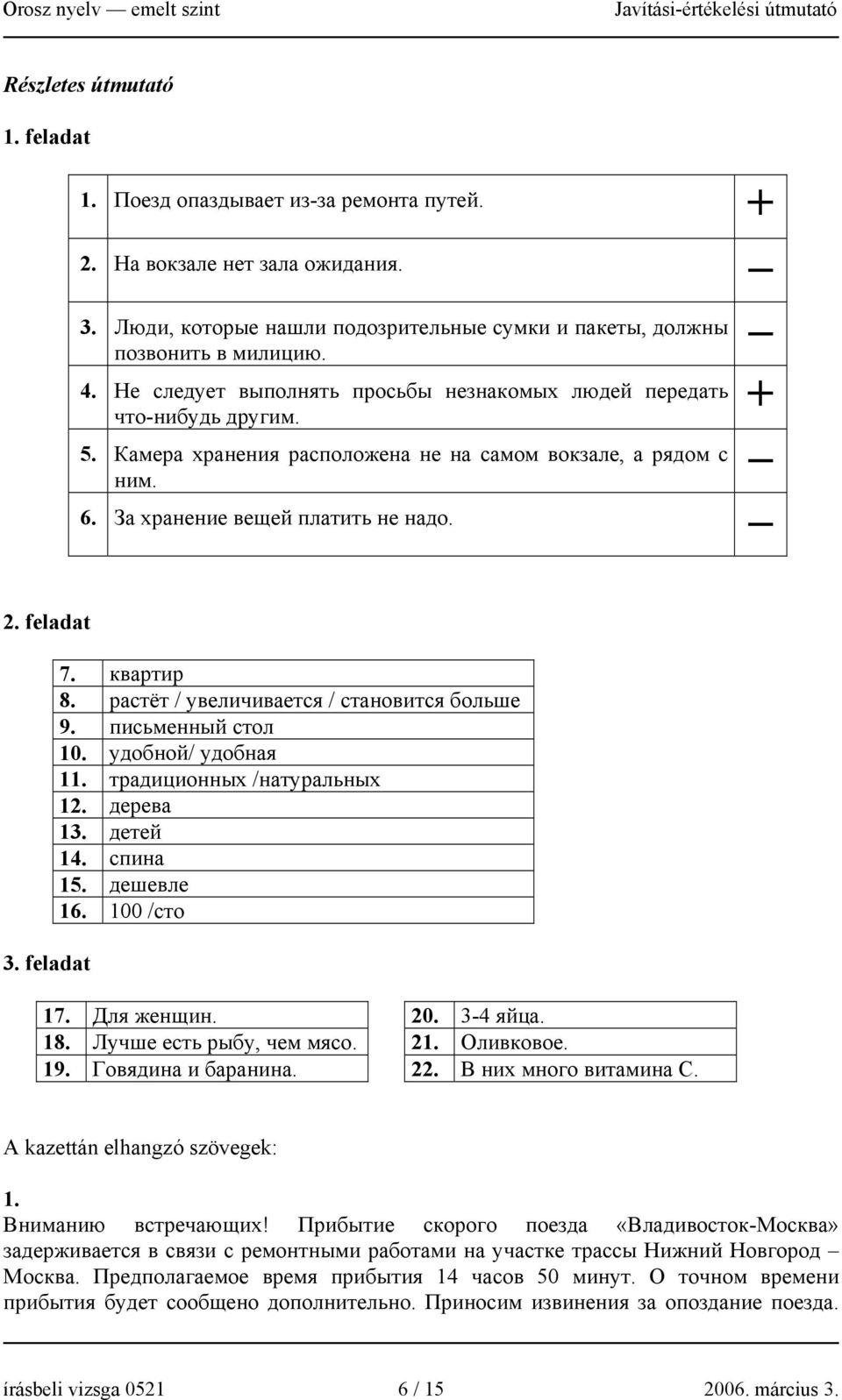 feladat 7. квартир 8. растёт / увеличивается / становится больше 9. письменный стол 10. удобной/ удобная 11. традиционных /натуральных 12. дерева 13. детей 14. спина 15. дешевле 16. 100 /сто 17.