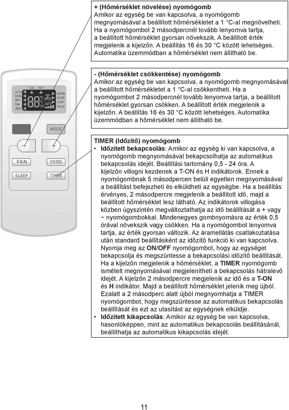 Automatika üzemmódban a hőmérséklet nem állítható be.