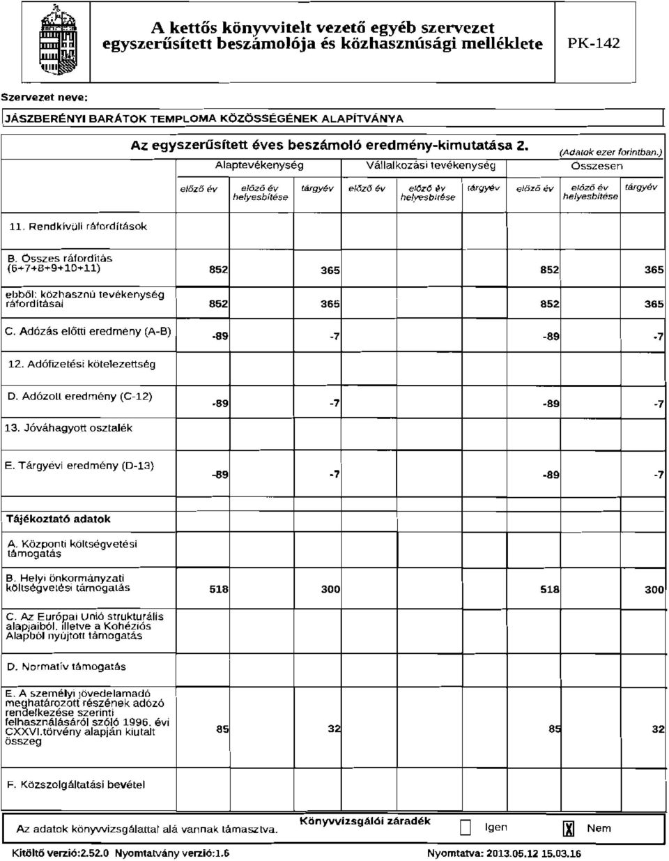 tevekenyseq osszesen elaza ev Mrgy{w e/6zij ev ("rgrev helyesbitese helyesbirese el6z6 ev el6r6 t1v elord ev el6z6 ev h"lyesbitese Mrgyev 11. Rendktvuli ratcrdnasok B.