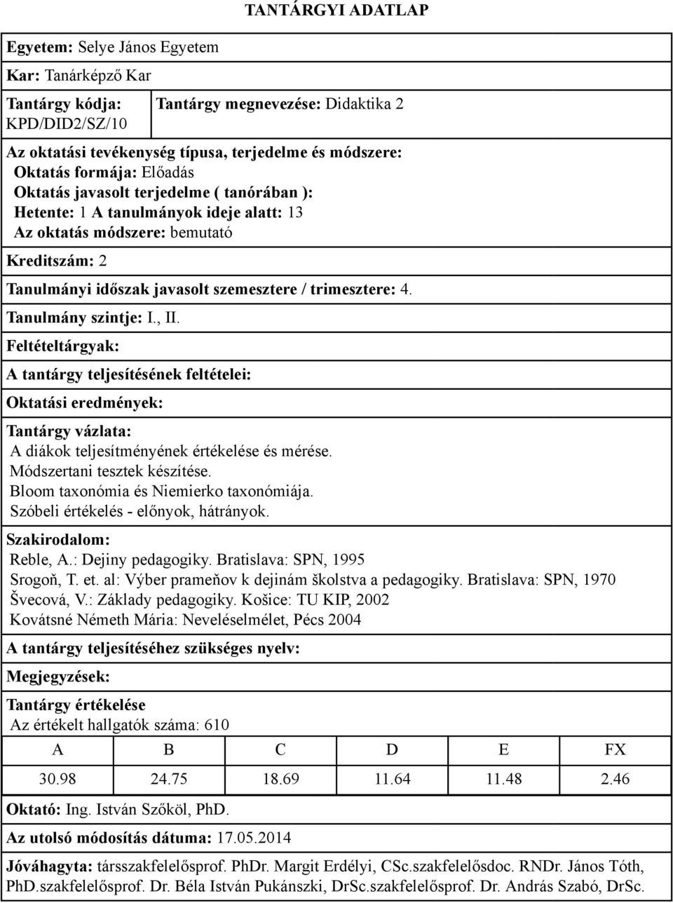 : Dejiny pedagogiky. Bratislava: SPN, 1995 Srogoň, T. et. al: Výber prameňov k dejinám školstva a pedagogiky. Bratislava: SPN, 1970 Švecová, V.: Základy pedagogiky.