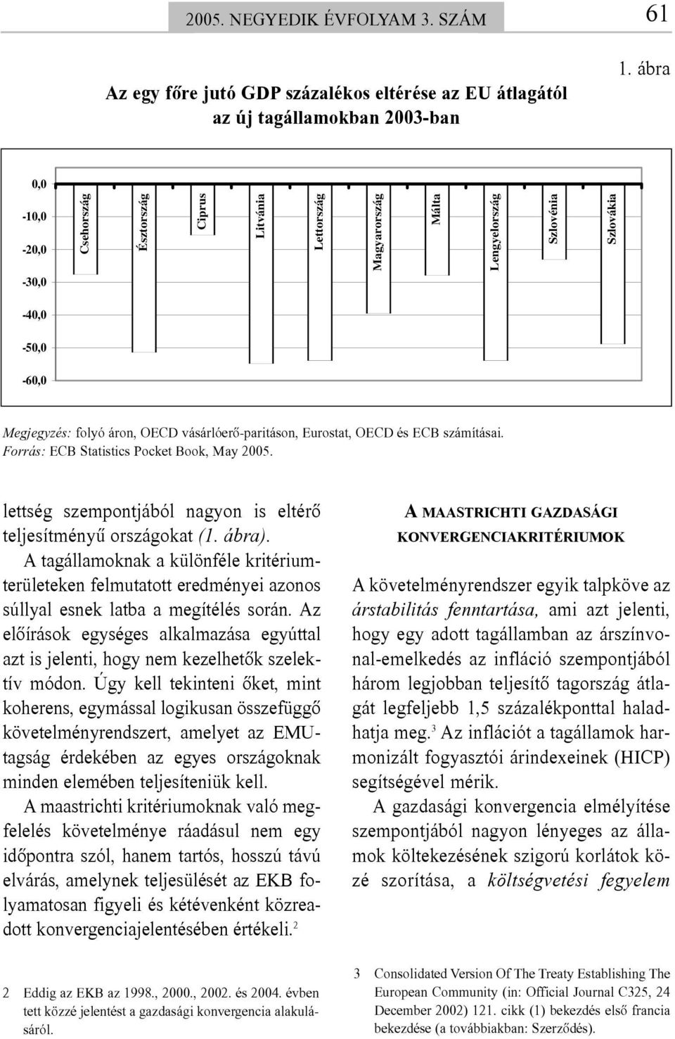 Eurostat, OECD és ECB számításai. Forrás: ECB Statistics Pocket Book, May 2005. lettség szempontjából nagyon is eltérõ teljesítményû országokat (1. ábra).