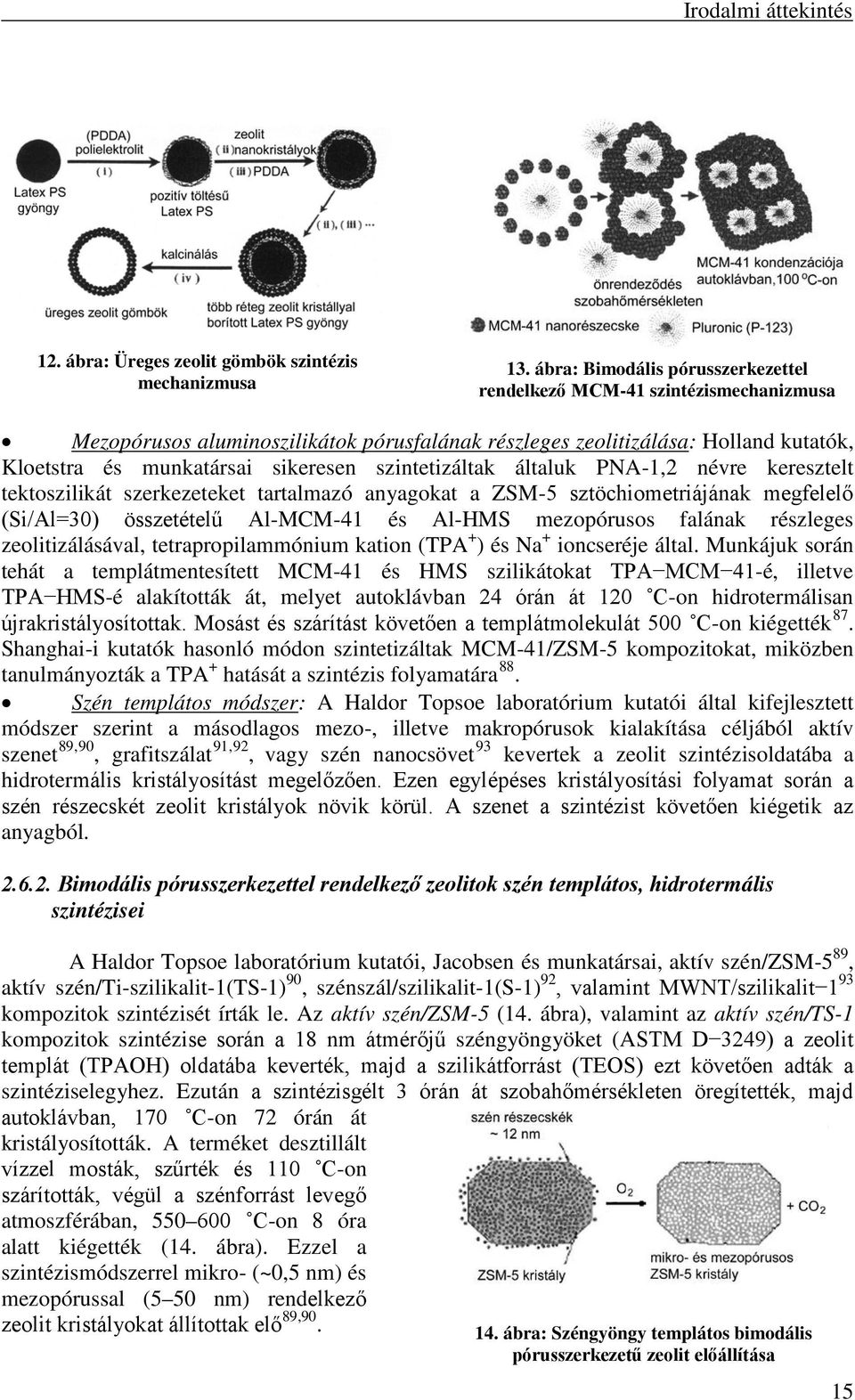 szintetizáltak általuk PNA-1,2 névre keresztelt tektoszilikát szerkezeteket tartalmazó anyagokat a ZSM-5 sztöchiometriájának megfelelő (Si/Al=30) összetételű Al-MCM-41 és Al-HMS mezopórusos falának