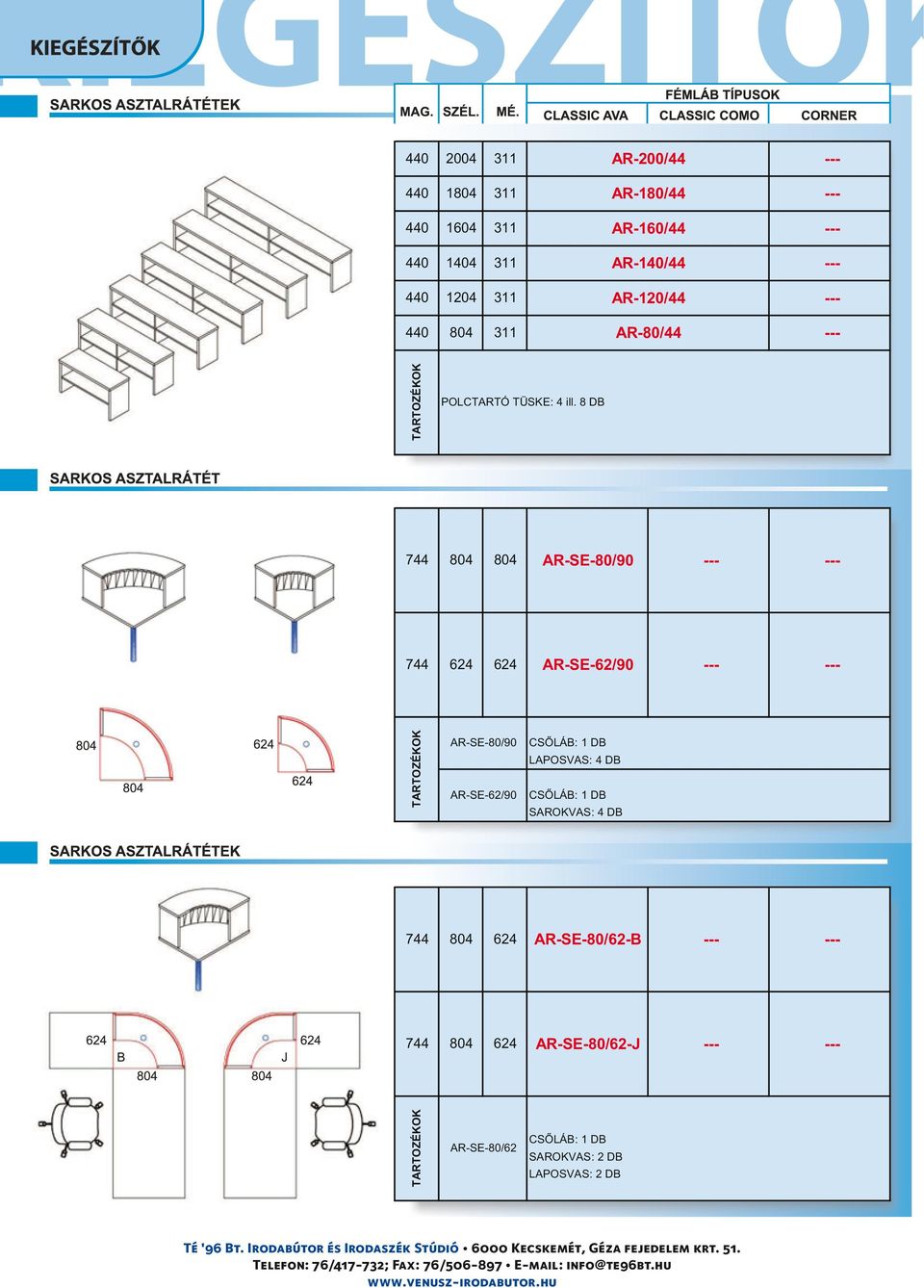 8 DB 744 804 804 AR-SE-80/90 744 624 624 AR-SE-62/90 AR-SE-80/90 AR-SE-62/90 CSÕLÁB: 1 DB