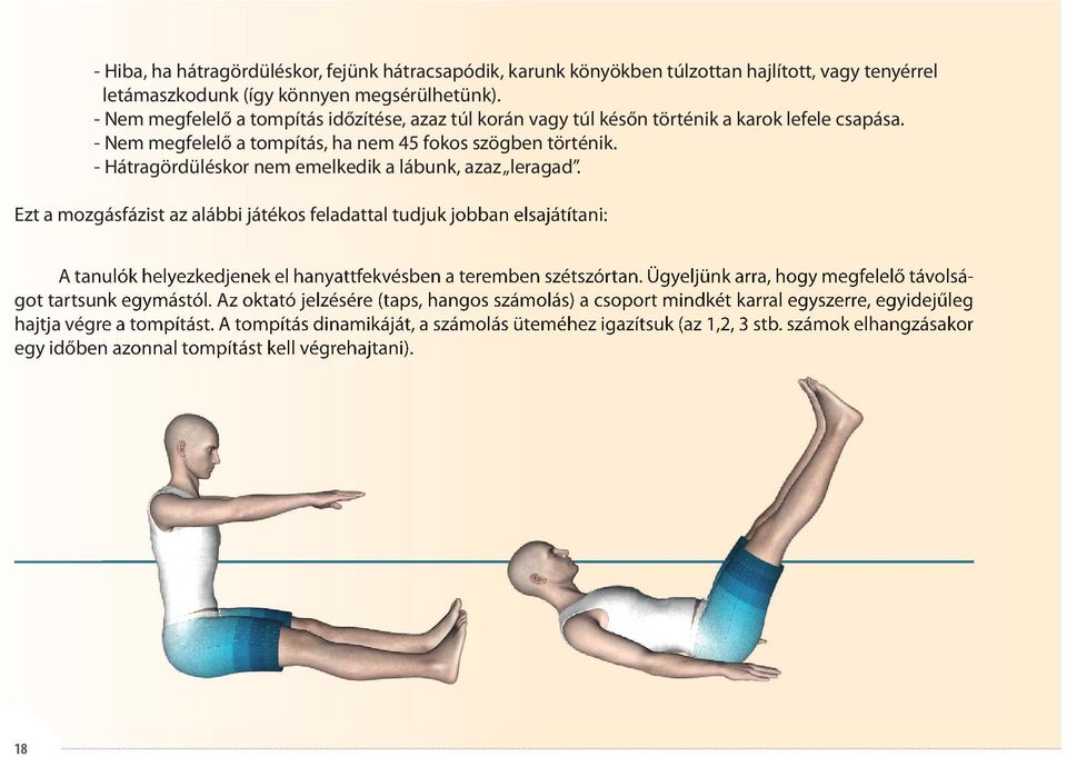 - Hátragördüléskor nem emelkedik a lábunk, azaz leragad.