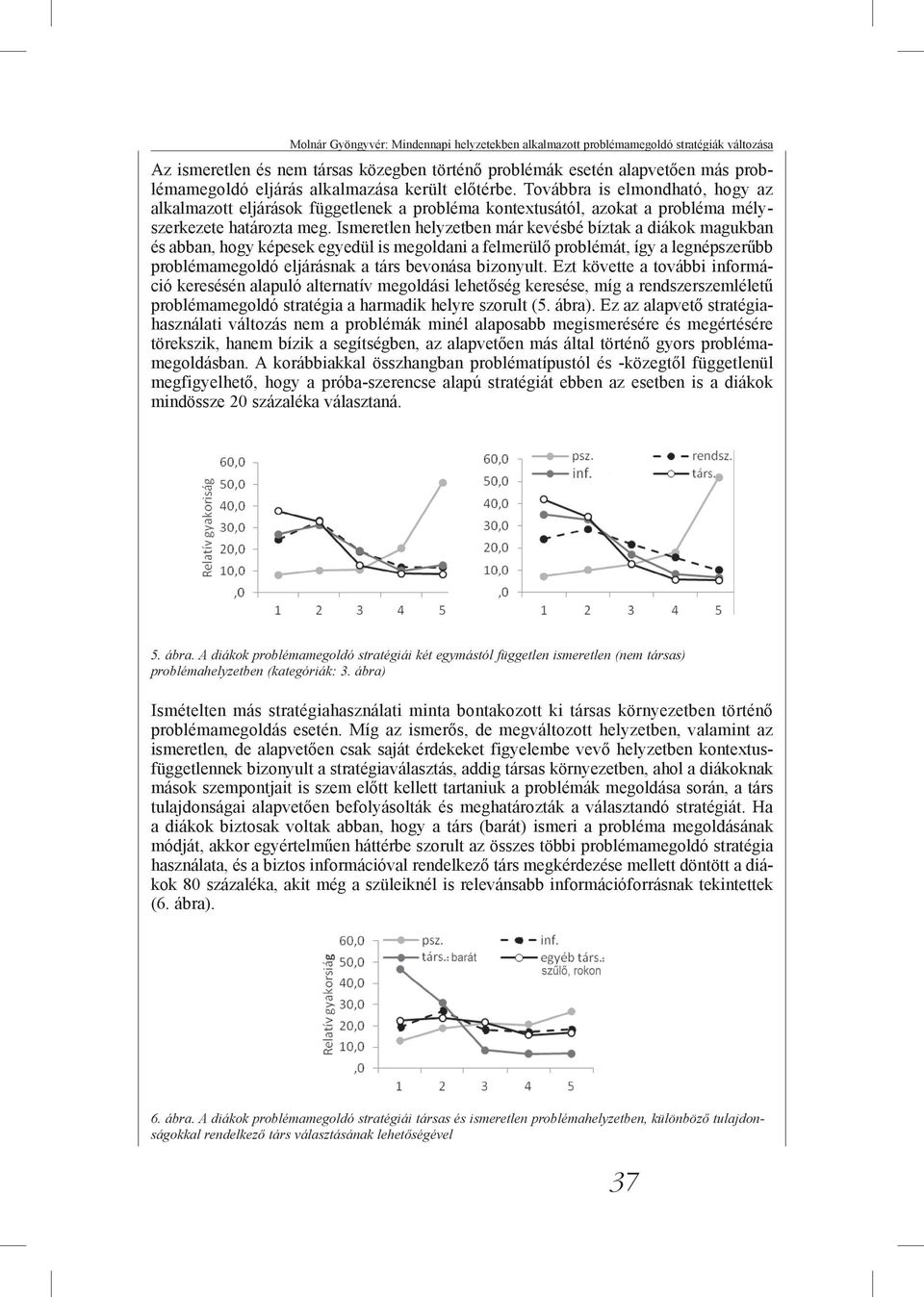 Ismeretlen helyzetben már kevésbé bíztak a diákok magukban és abban, hogy képesek egyedül is megoldani a felmerülő problémát, így a legnépszerűbb problémamegoldó eljárásnak a társ bevonása bizonyult.