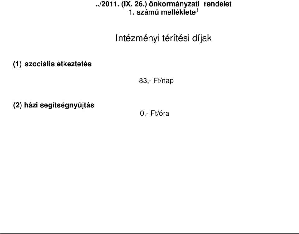 számú melléklete ( Intézményi térítési